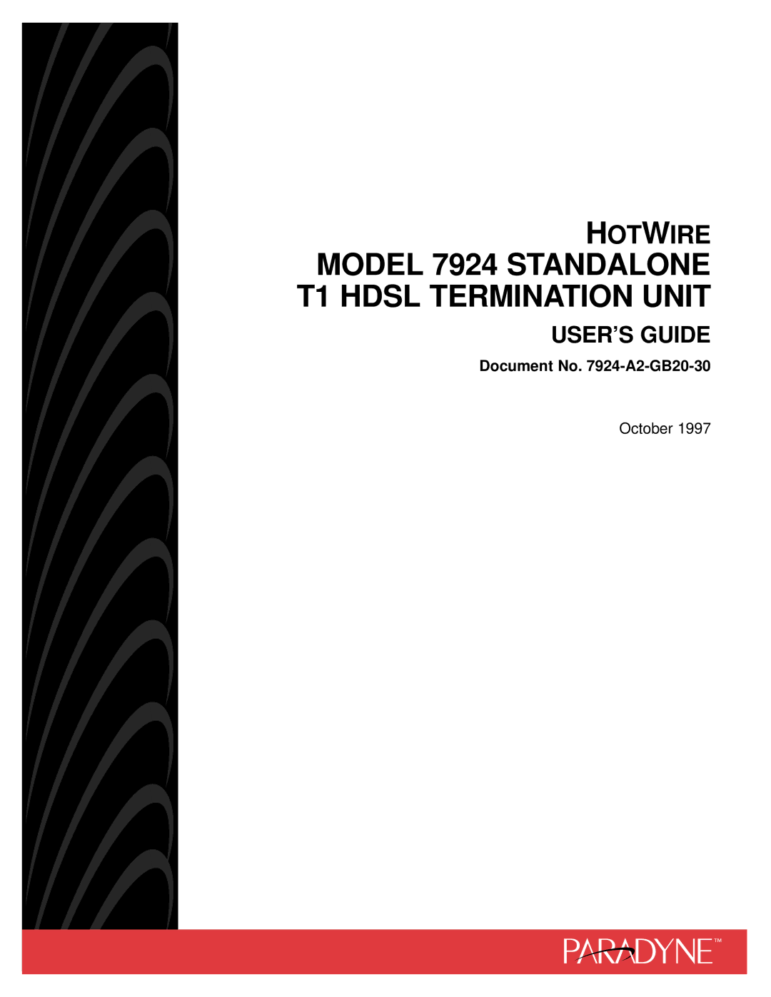 Paradyne manual Model 7924 Standalone T1 Hdsl Termination Unit 