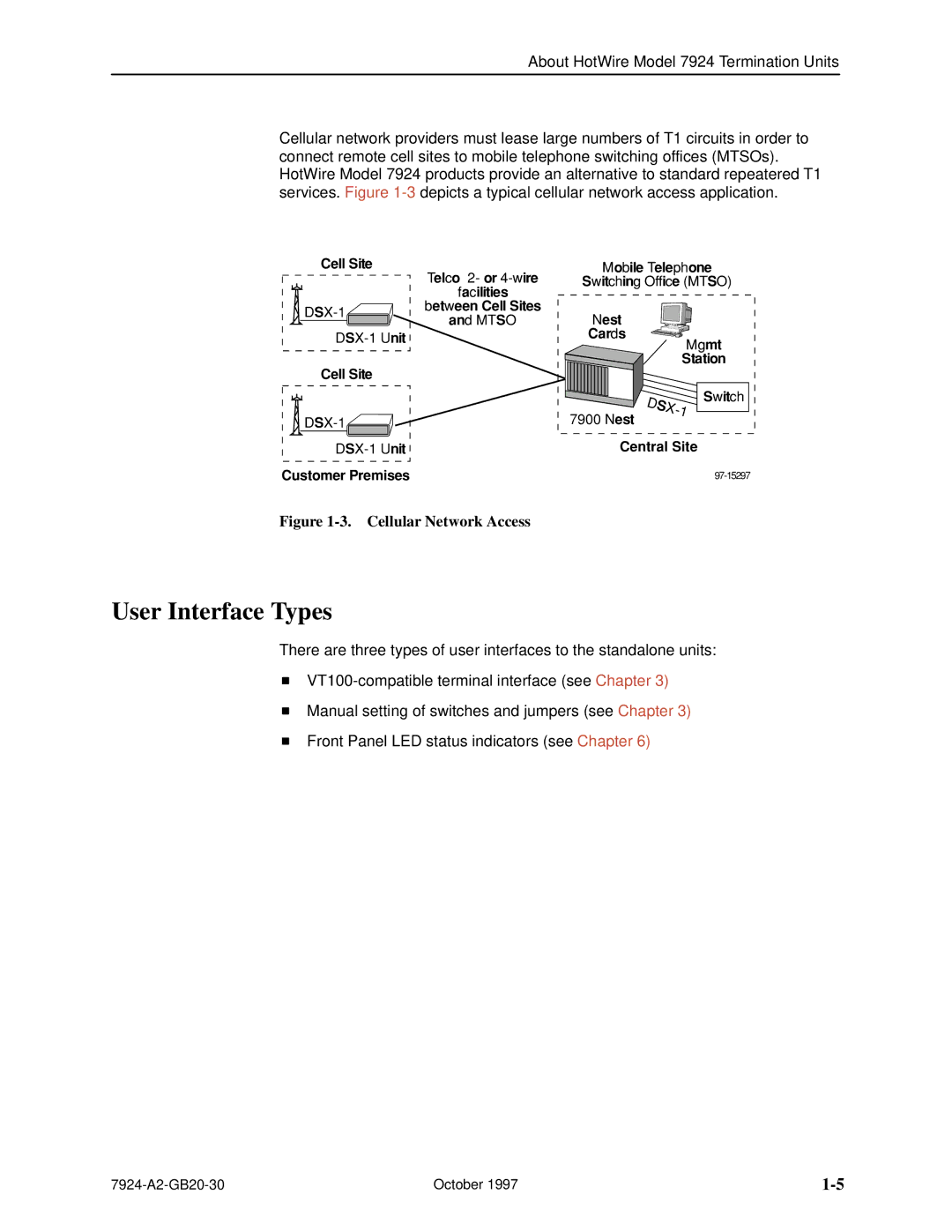 Paradyne 7924 manual User Interface Types, Cellular Network Access 