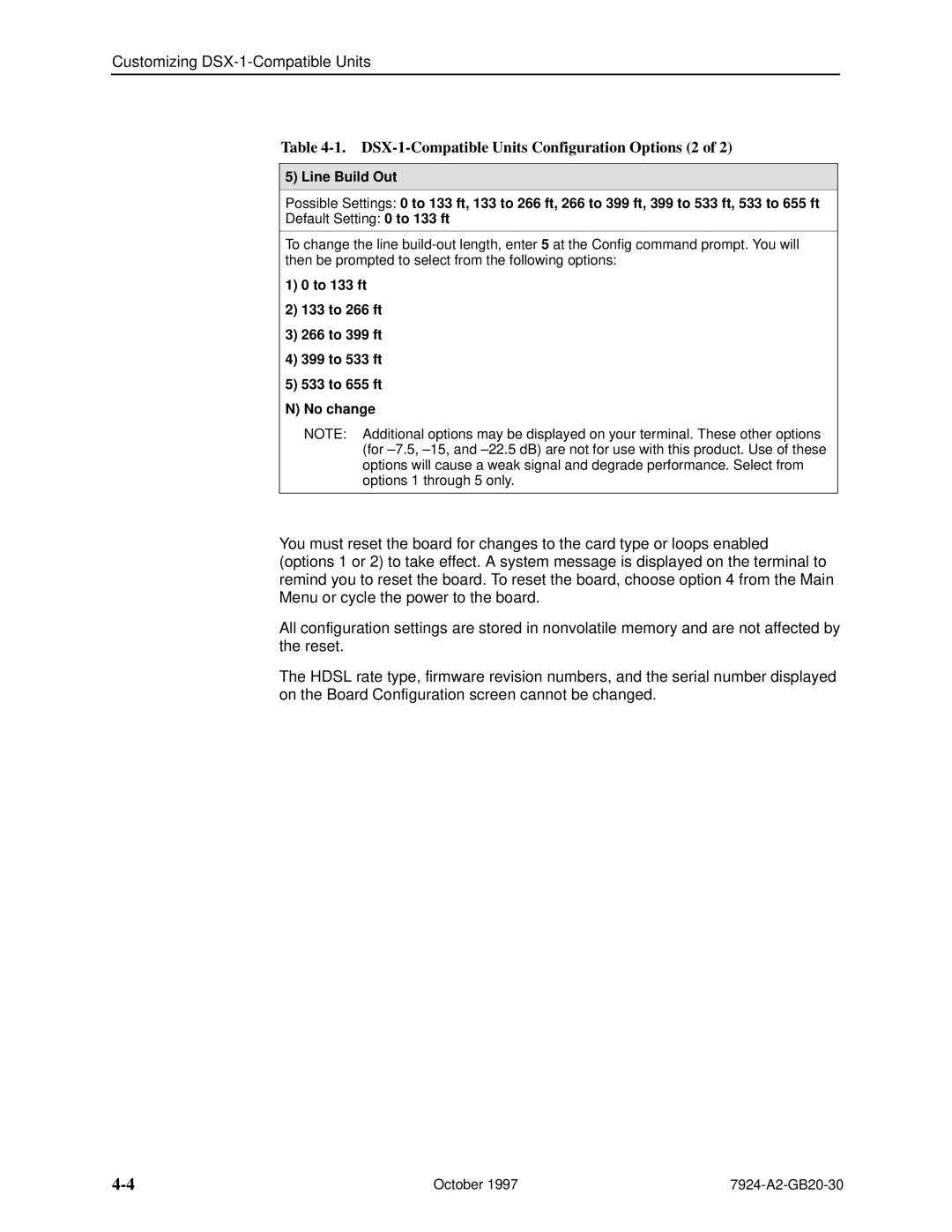 Paradyne 7924 manual DSX-1-Compatible Units Configuration Options 2 