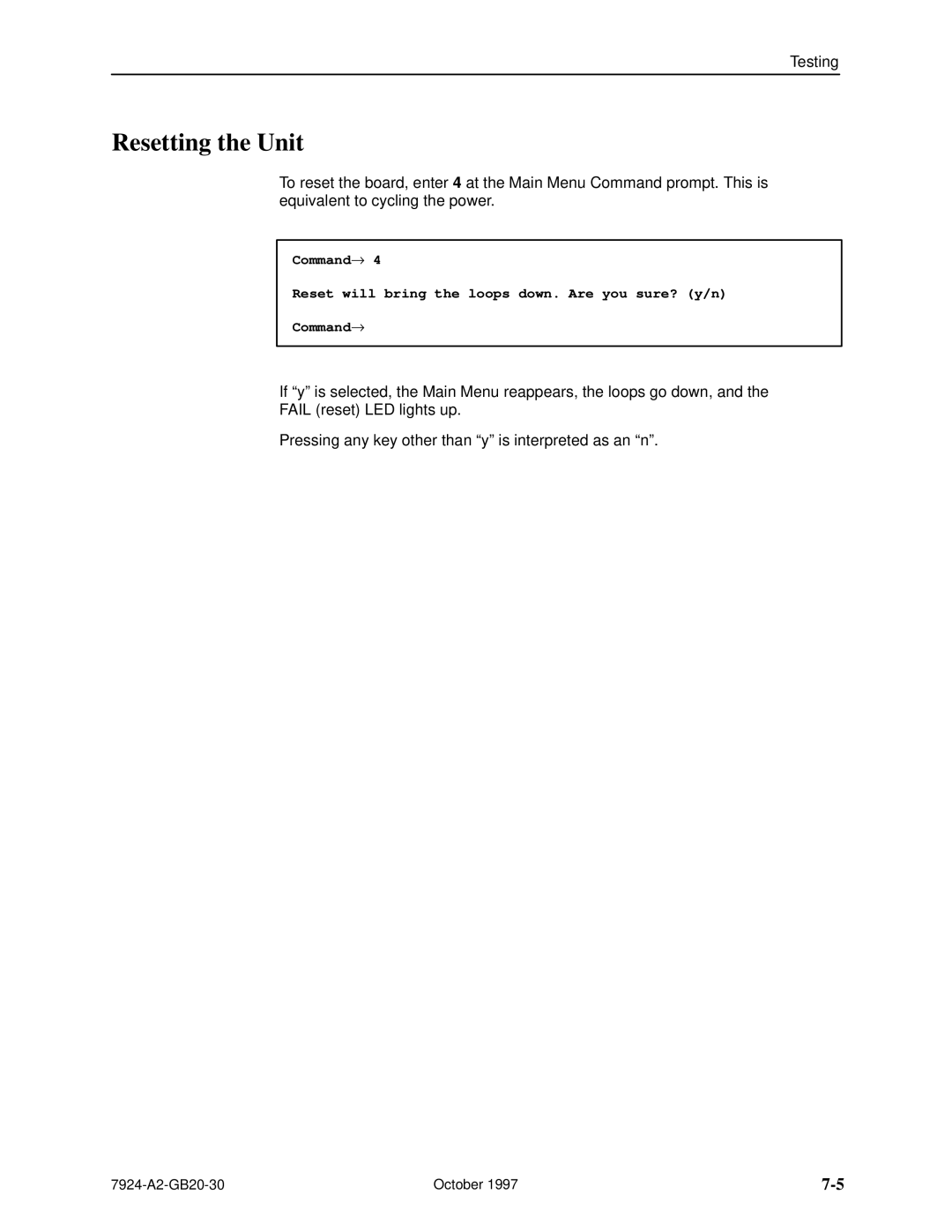 Paradyne 7924 manual Resetting the Unit 