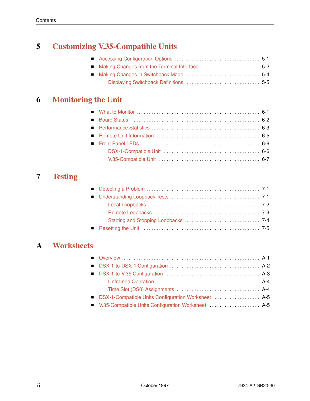 Paradyne 7924 manual Customizing V.35-Compatible Units 