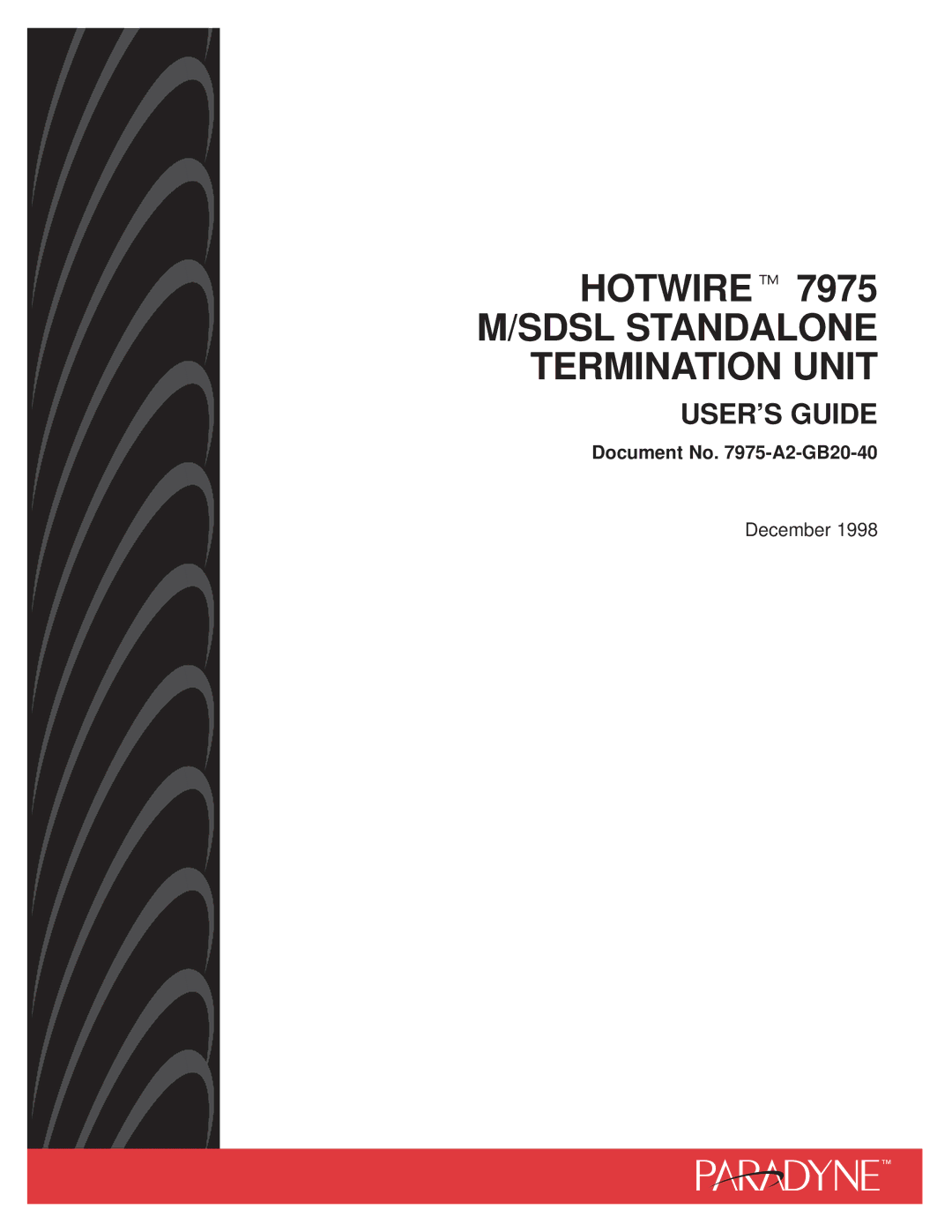 Paradyne 7975 manual HOTWIRE Sdsl Standalone Termination Unit 