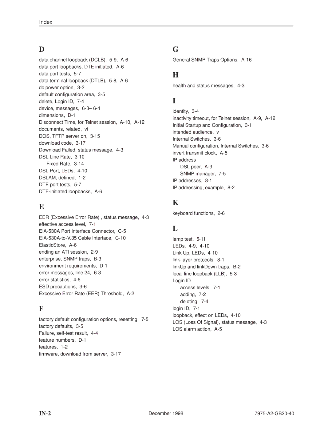 Paradyne 7975 manual IN-2 