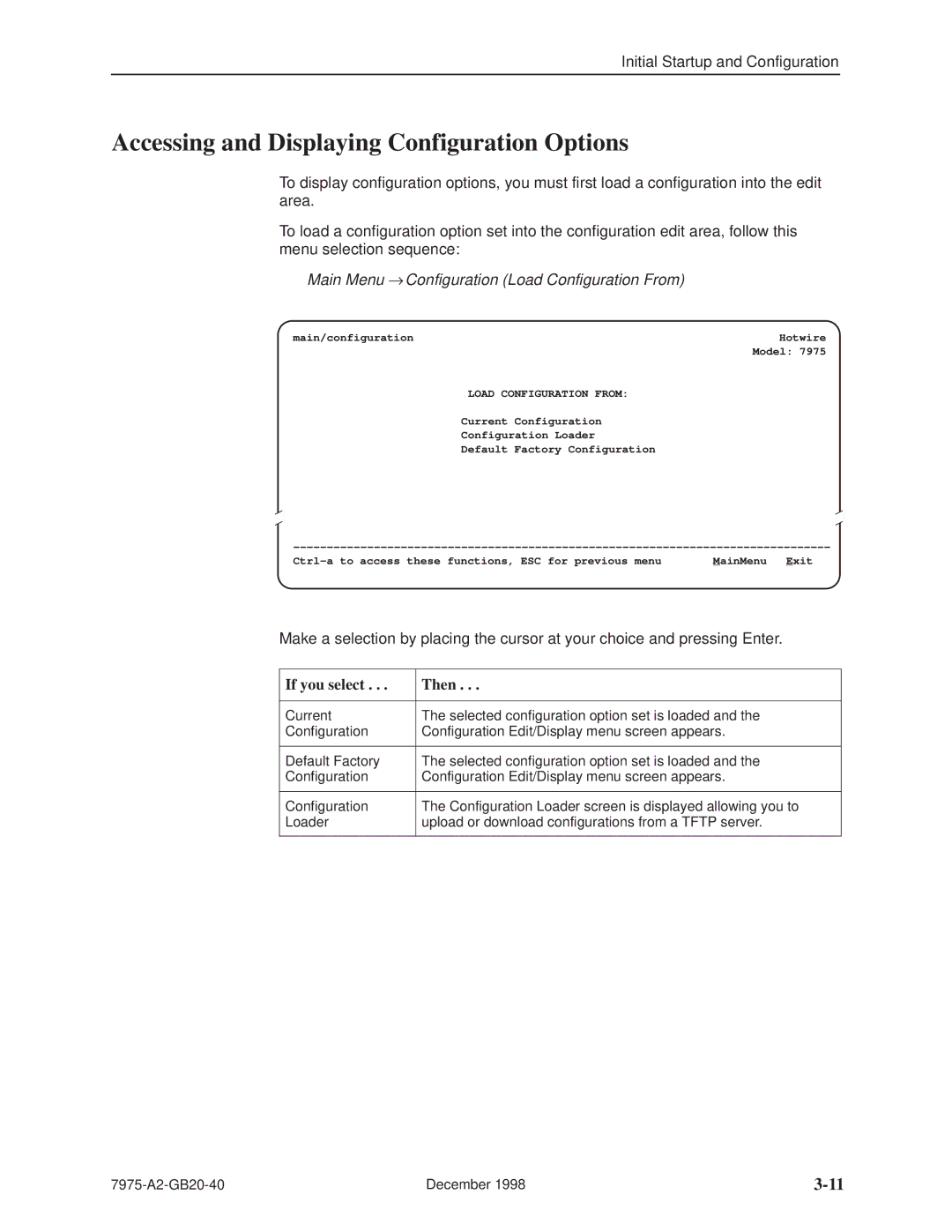 Paradyne 7975 manual Accessing and Displaying Configuration Options, Main Menu → Configuration Load Configuration From 