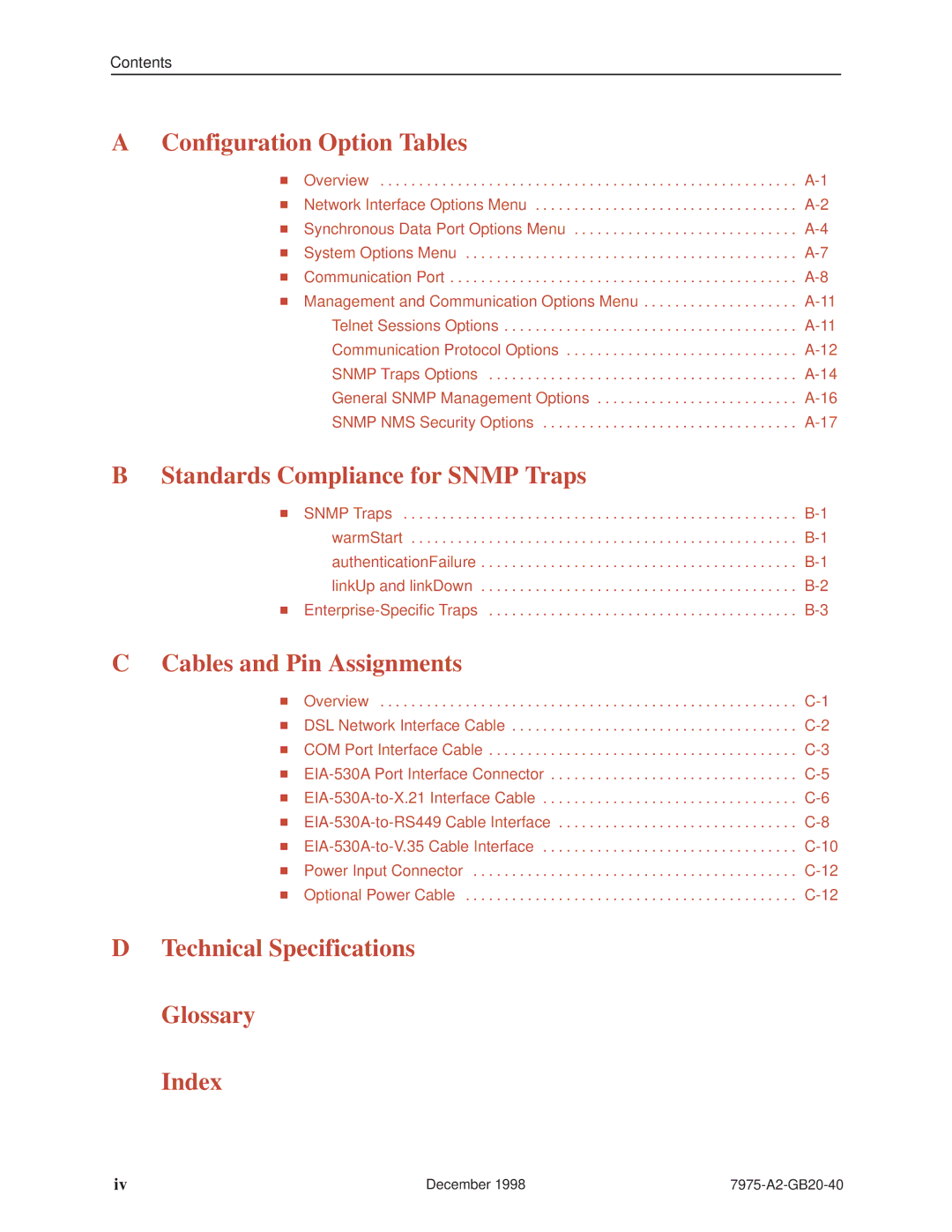 Paradyne 7975 manual Standards Compliance for Snmp Traps 