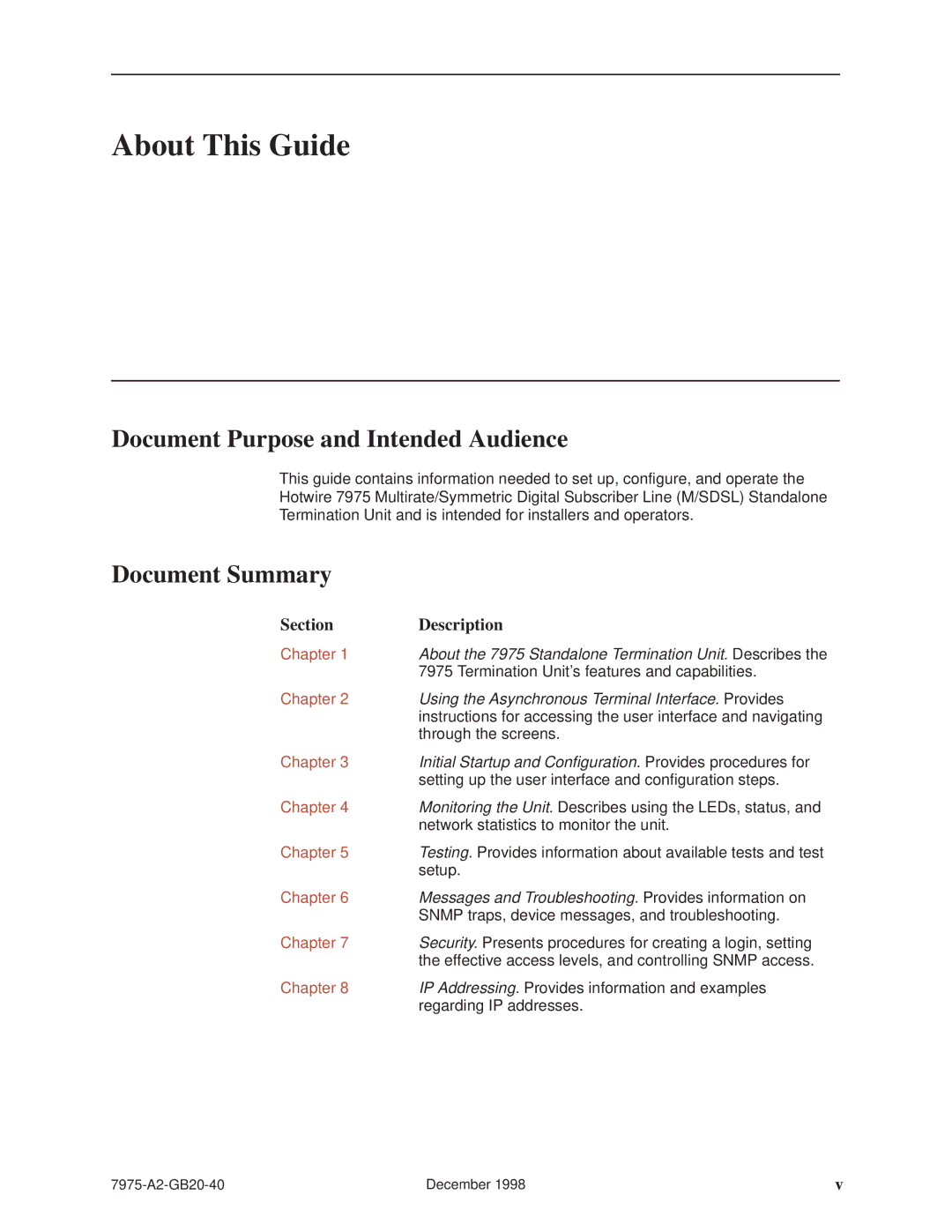 Paradyne 7975 manual About This Guide, Document Purpose and Intended Audience, Document Summary 