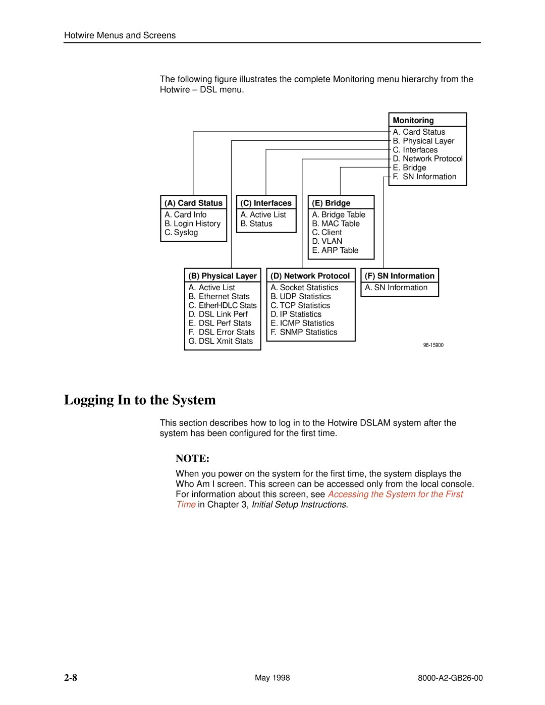 Paradyne 8310 MVL, 8510 DSL manual Logging In to the System 