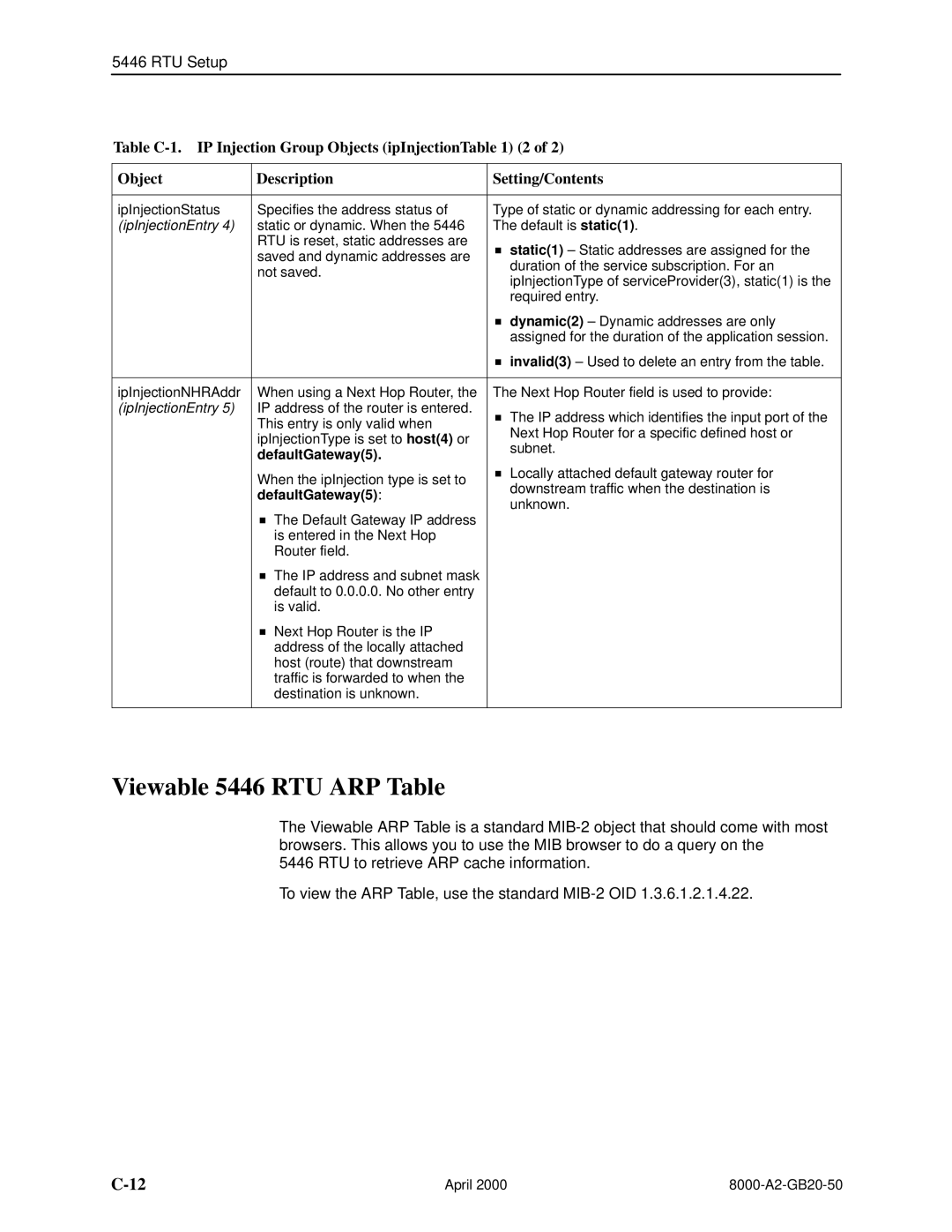 Paradyne 8546, 8540 manual Viewable 5446 RTU ARP Table 