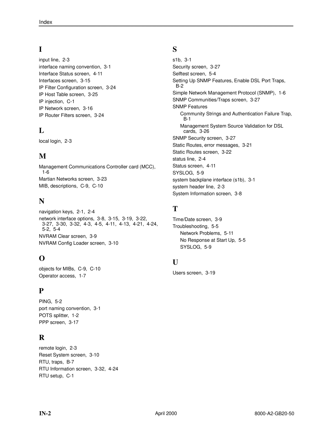 Paradyne 8546, 8540 manual IN-2 