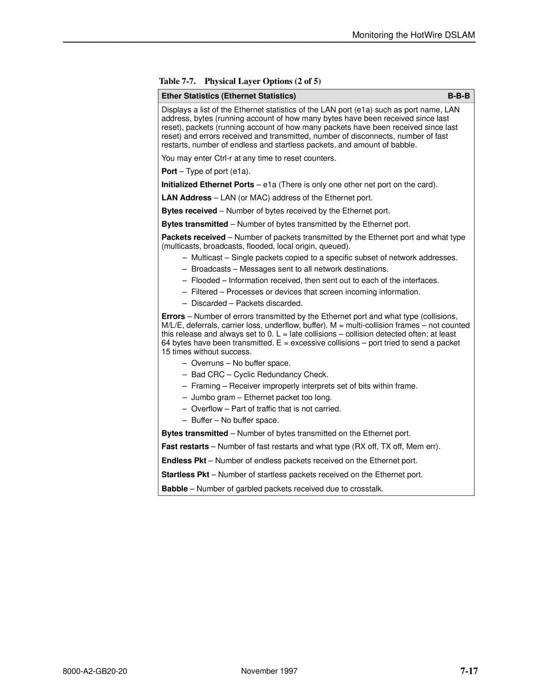 Paradyne 8540, 8546 manual Physical Layer Options 2 