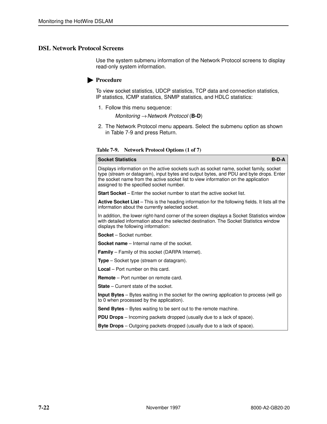 Paradyne 8546, 8540 manual DSL Network Protocol Screens, Network Protocol Options 1 