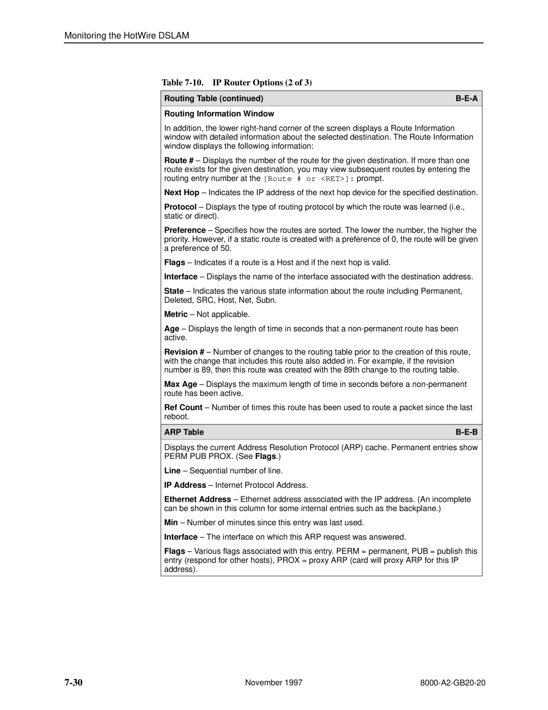 Paradyne 8546, 8540 manual IP Router Options 2, Routing Table Routing Information Window 