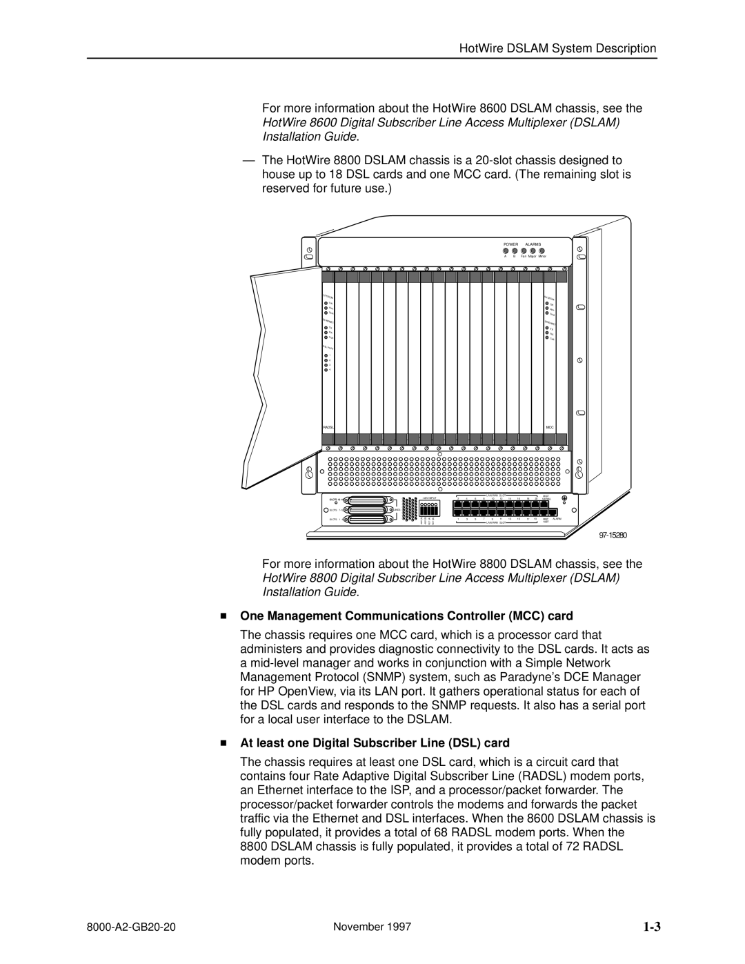 Paradyne 8540, 8546 manual One Management Communications Controller MCC card 