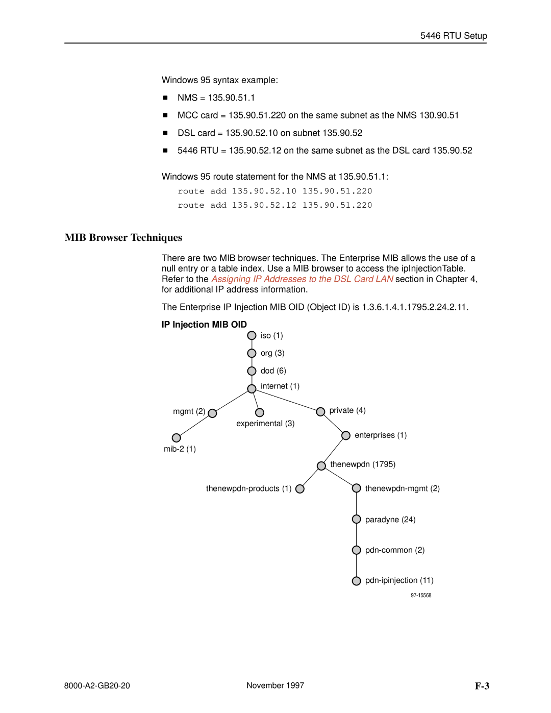 Paradyne 8546, 8540 manual MIB Browser Techniques, IP Injection MIB OID 