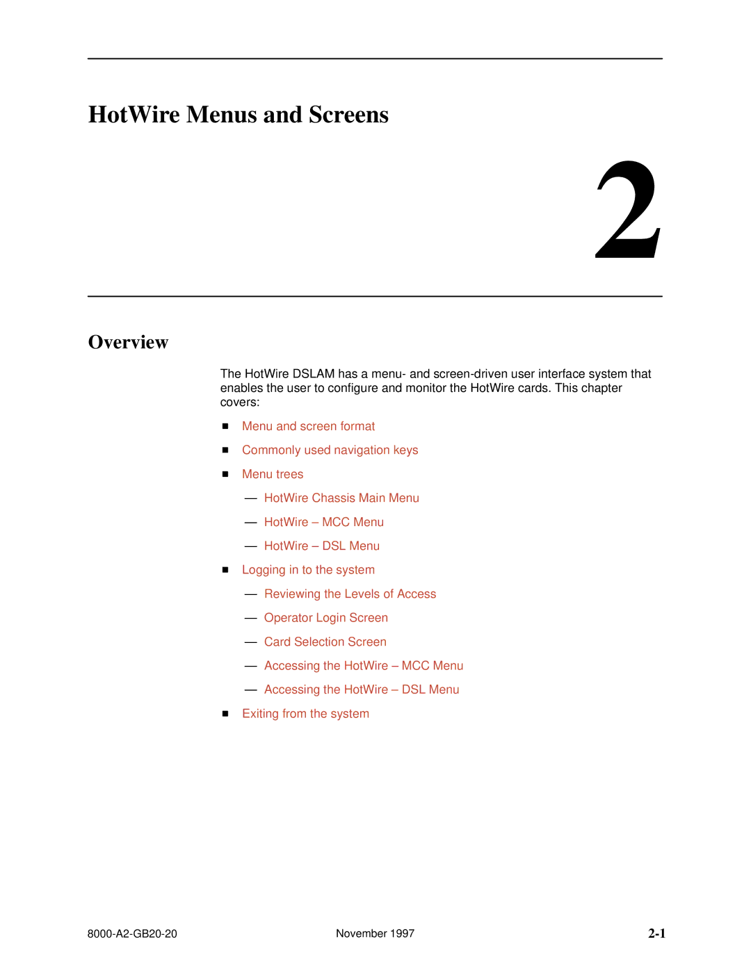 Paradyne 8540, 8546 manual HotWire Menus and Screens, Overview 