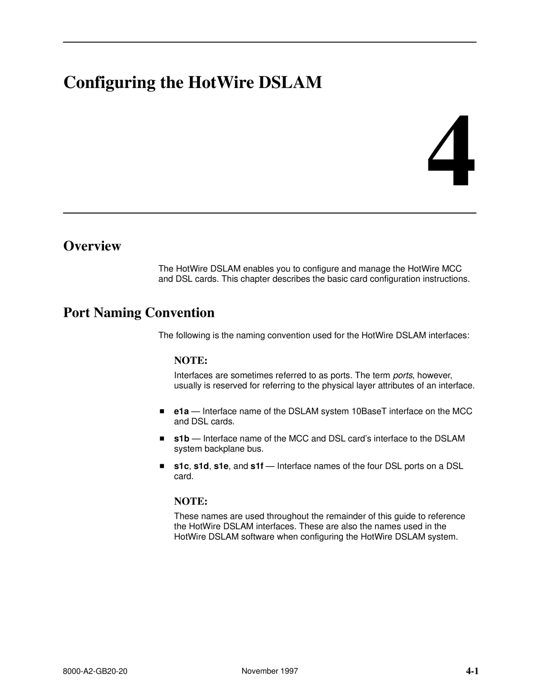 Paradyne 8540, 8546 manual Configuring the HotWire Dslam, Port Naming Convention 