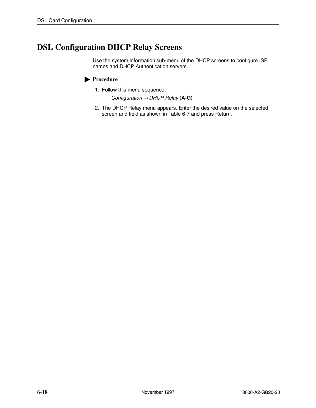 Paradyne 8546, 8540 manual DSL Configuration Dhcp Relay Screens 