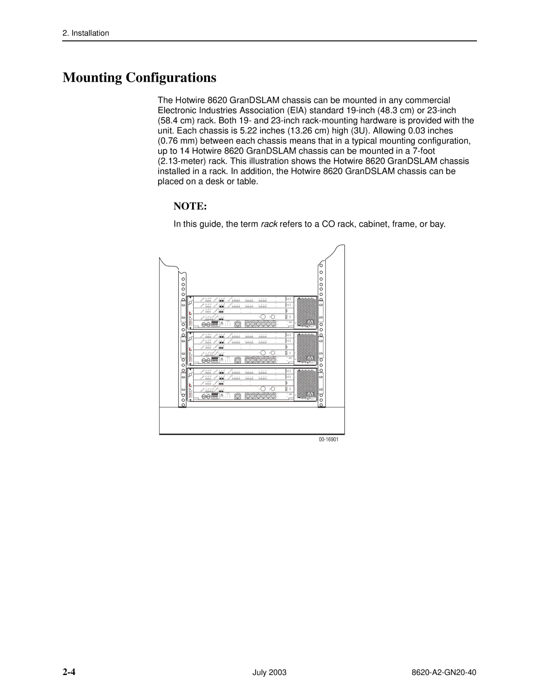 Paradyne Hotwire 8620 GranDSLAM Installation Guide manual Mounting Configurations 