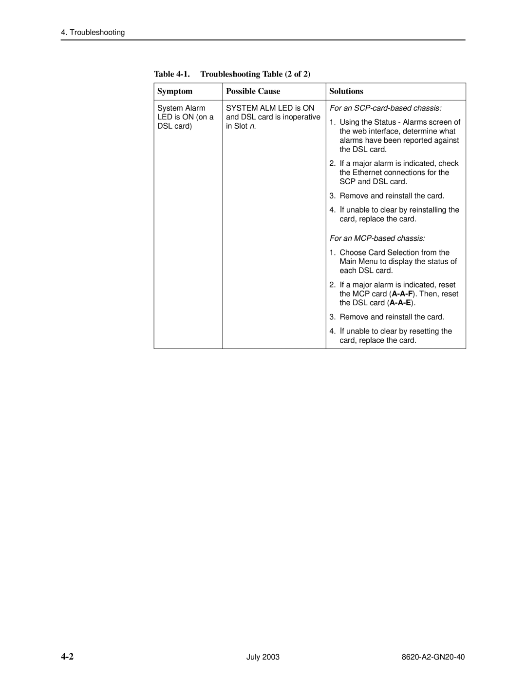 Paradyne Hotwire 8620 GranDSLAM Installation Guide manual For an SCP-card-based chassis 