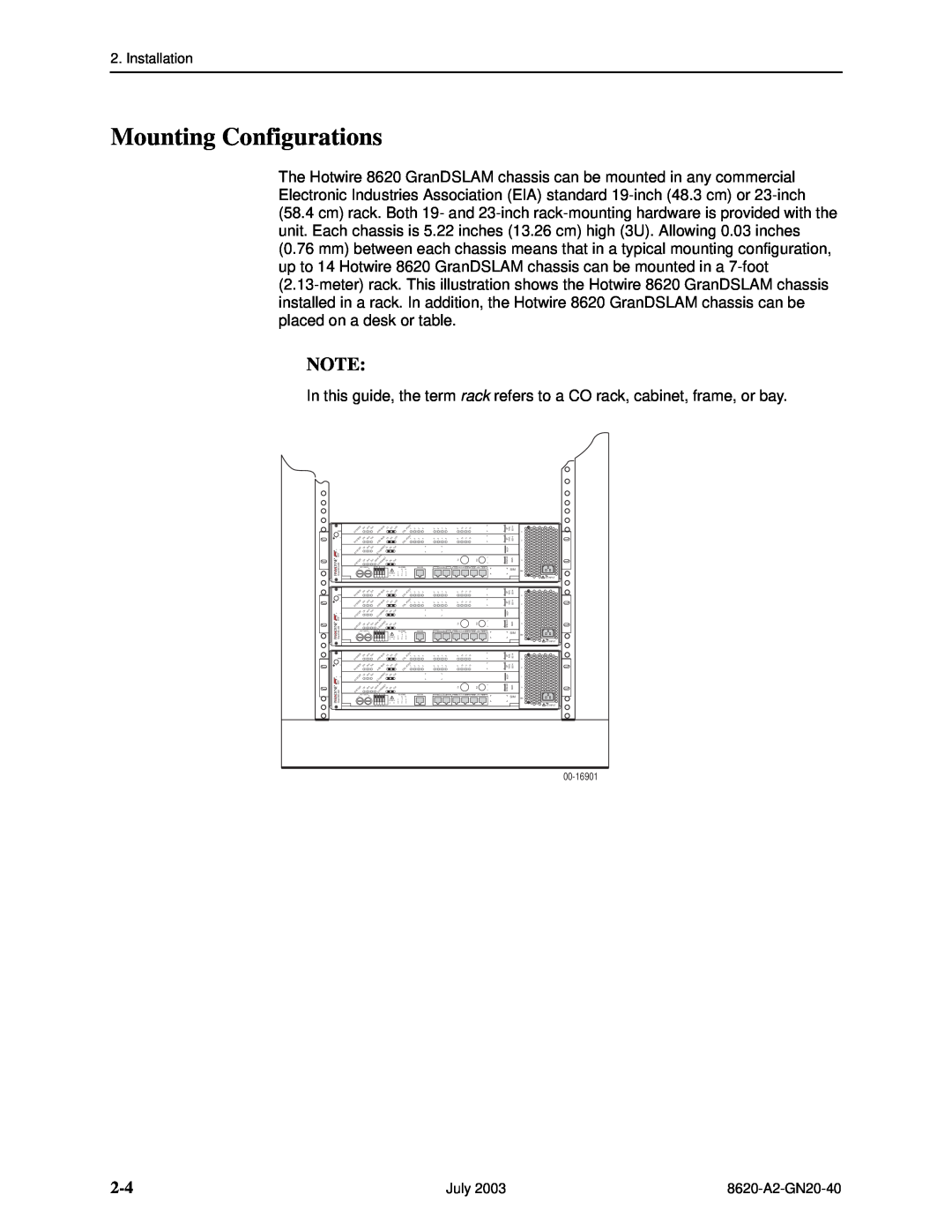 Paradyne Hotwire 8620 GranDSLAM Installation Guide manual Mounting Configurations 