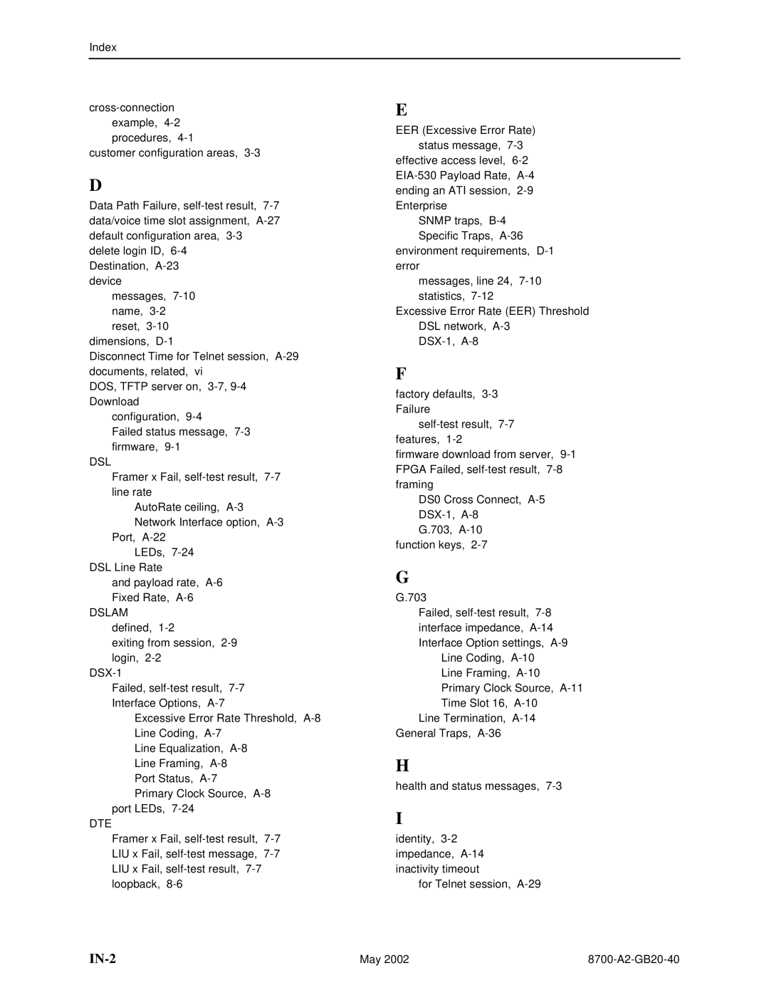 Paradyne 8779, U8777 manual IN-2 