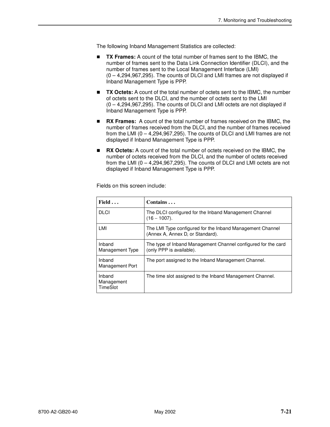 Paradyne U8777, 8779 manual Dlci 