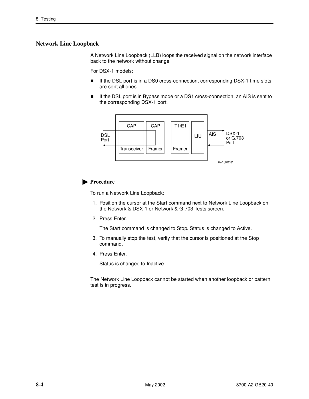 Paradyne 8779, U8777 manual Network Line Loopback 