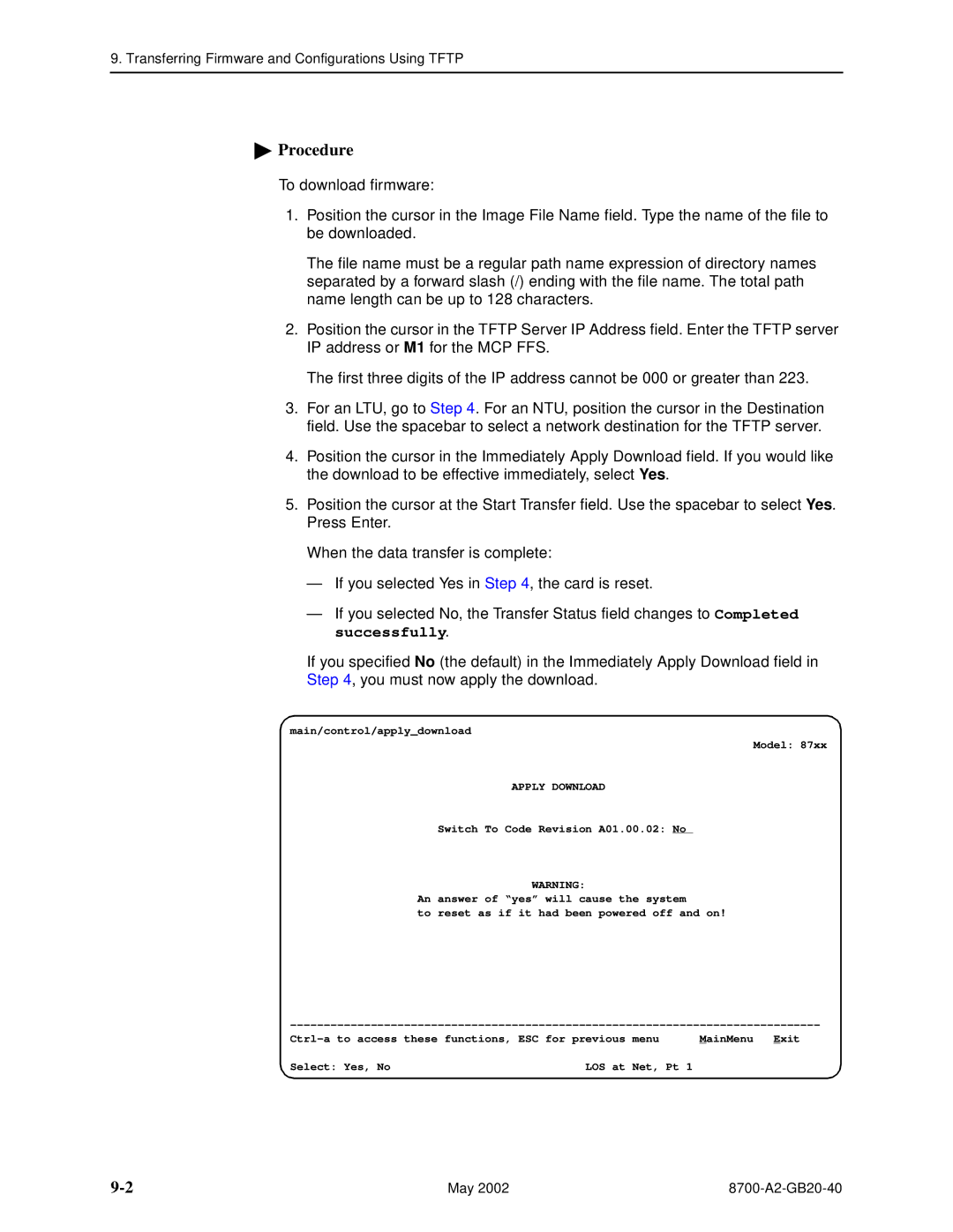 Paradyne 8779, U8777 manual Transferring Firmware and Configurations Using Tftp 