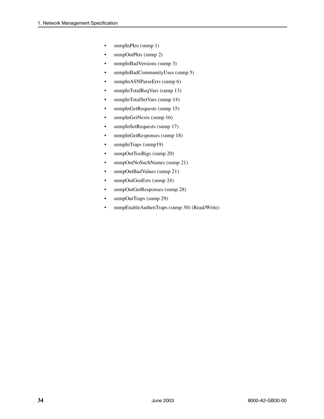 Paradyne 8820, 8620 manual Network Management Specification 