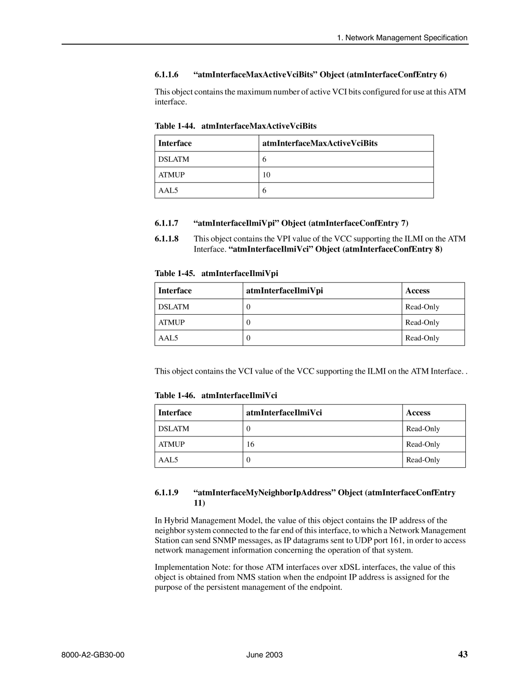 Paradyne 8620, 8820 manual AtmInterfaceMaxActiveVciBits Object atmInterfaceConfEntry, Interface AtmInterfaceMaxActiveVciBits 