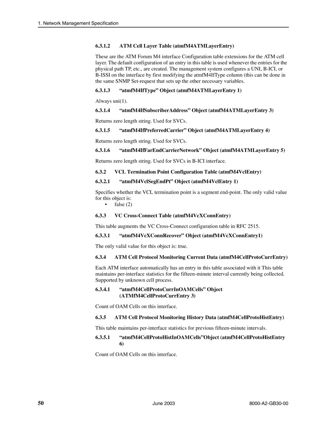 Paradyne 8820, 8620 manual ATM Cell Layer Table atmfM4ATMLayerEntry, AtmfM4IfType Object atmfM4ATMLayerEntry 