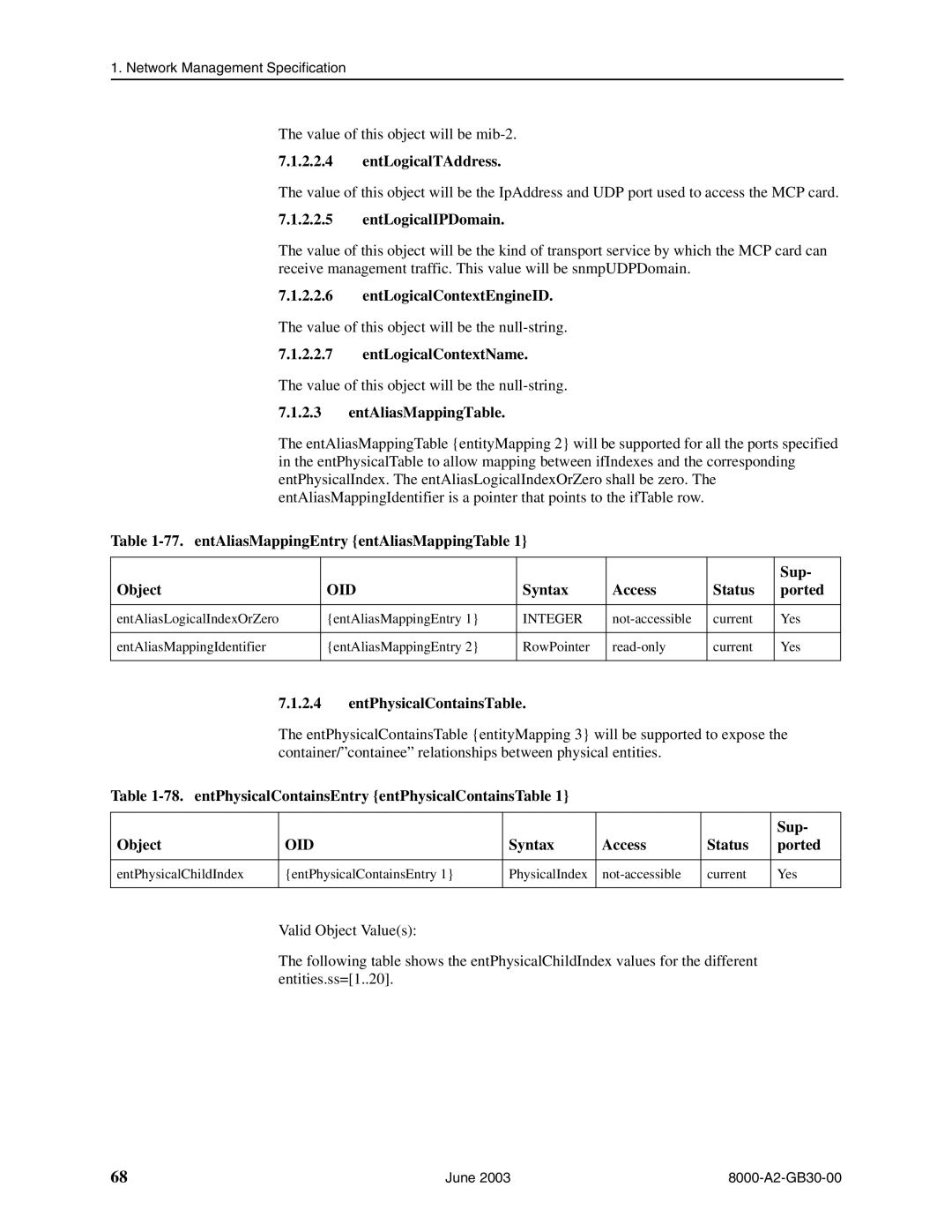 Paradyne 8820, 8620 manual EntLogicalTAddress, EntLogicalIPDomain, EntLogicalContextEngineID, EntLogicalContextName 