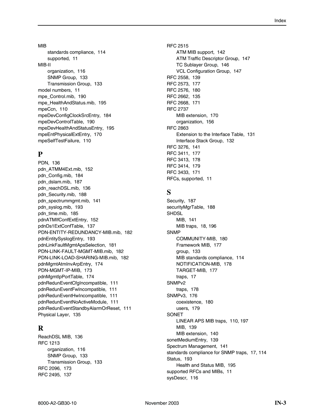 Paradyne 8620, 8820 manual IN-3 