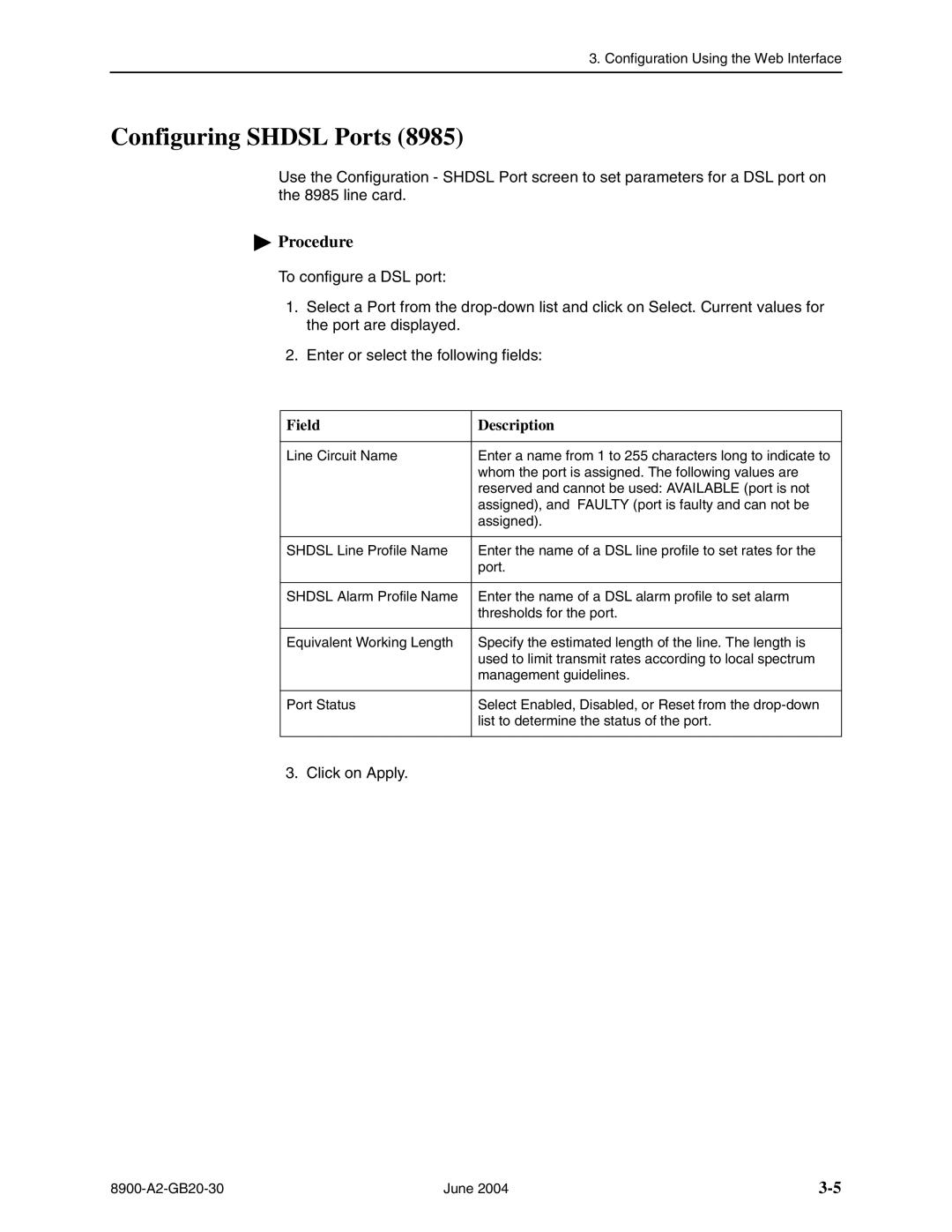 Paradyne 8965, 8968, and 8985, 8955 manual Configuring Shdsl Ports 