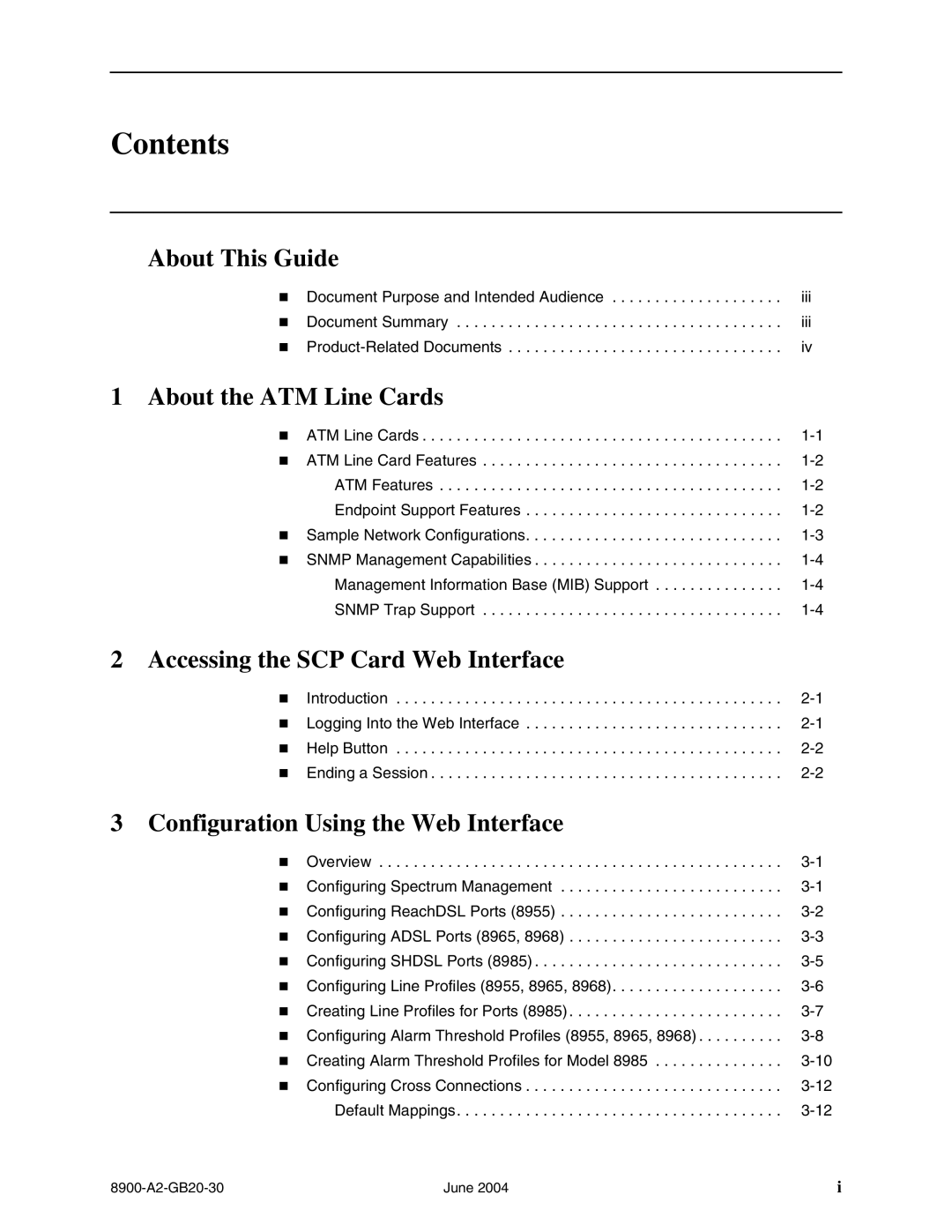 Paradyne 8955, 8968, 8965, and 8985 manual Contents 