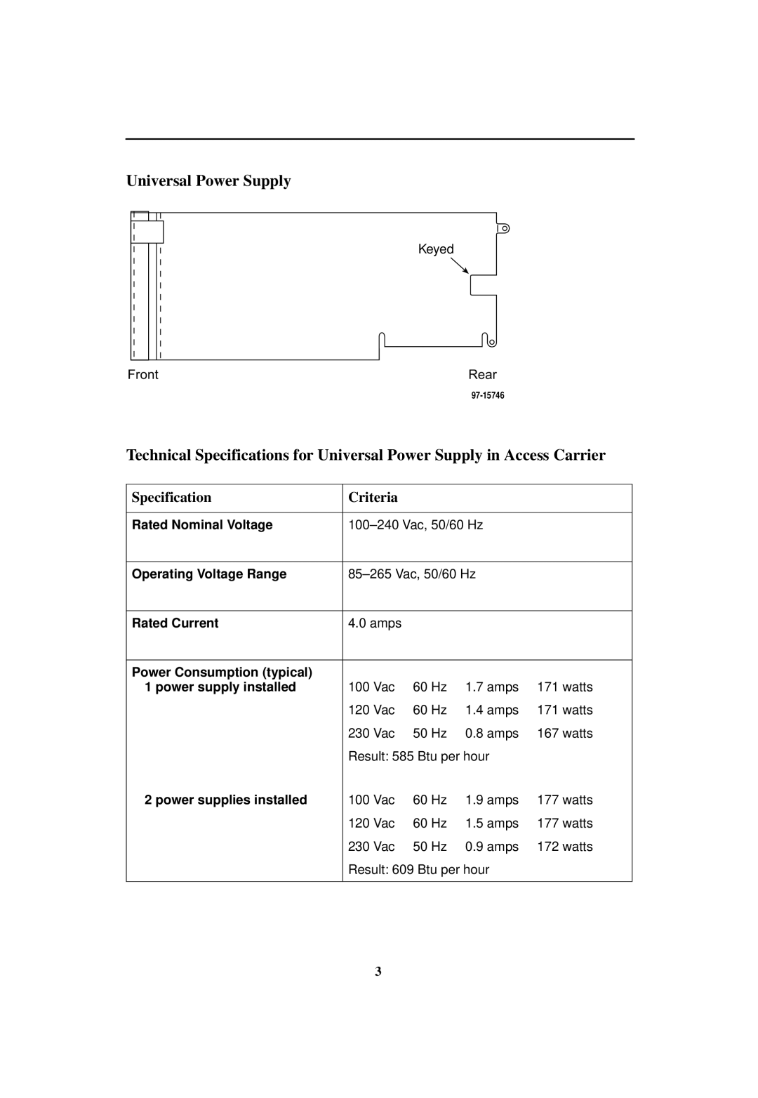 Paradyne 9000 Series installation instructions Universal Power Supply 