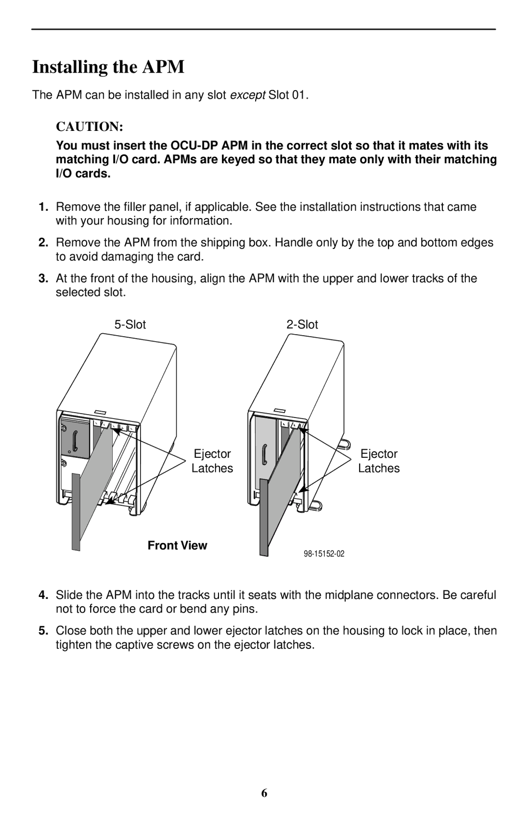 Paradyne 9109 OCU-DP technical manual Installing the APM 