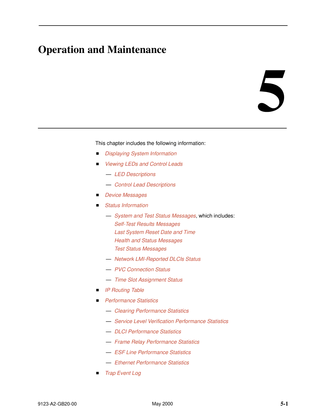 Paradyne 9123 manual Operation and Maintenance 