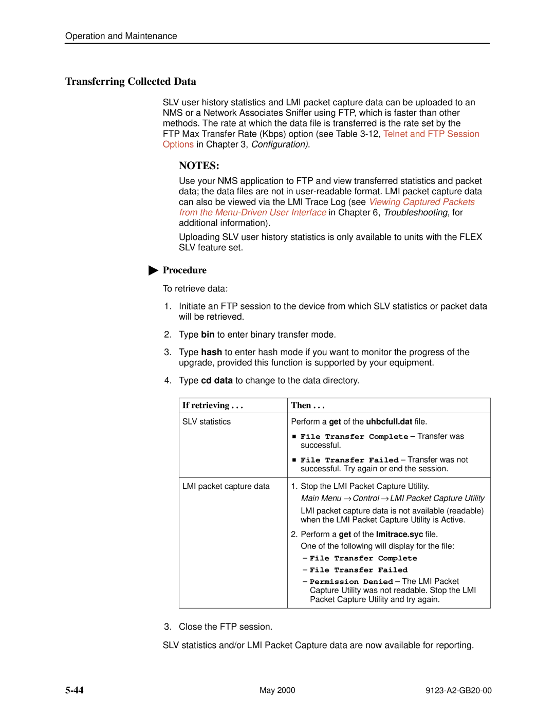 Paradyne 9123 manual Transferring Collected Data, If retrieving Then 