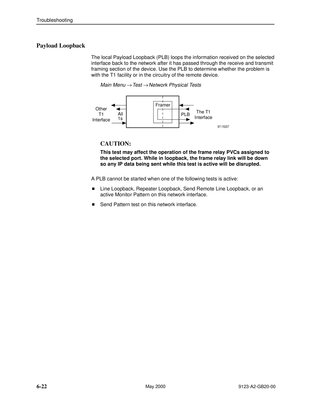 Paradyne 9123 manual Payload Loopback, Plb 