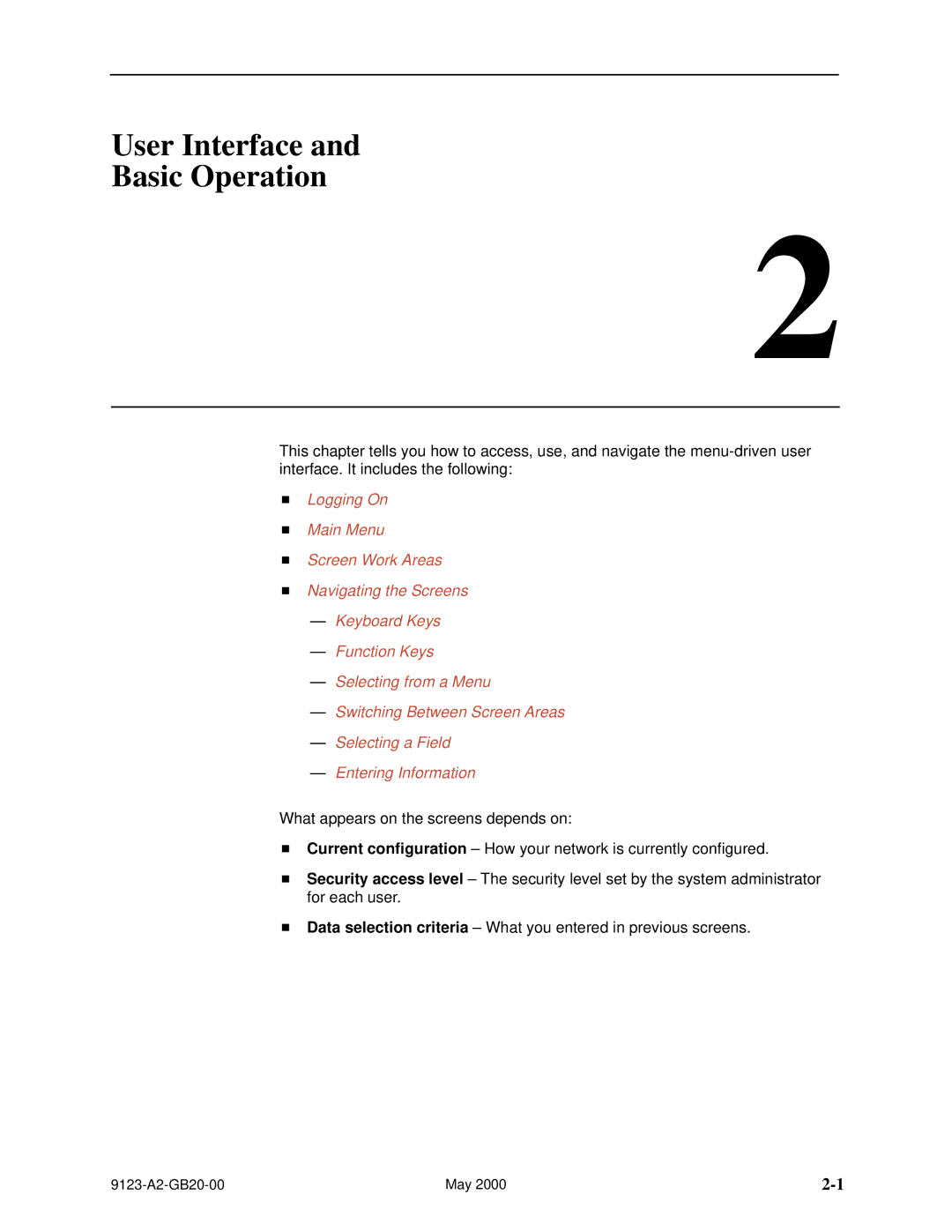 Paradyne 9123 manual User Interface Basic Operation 