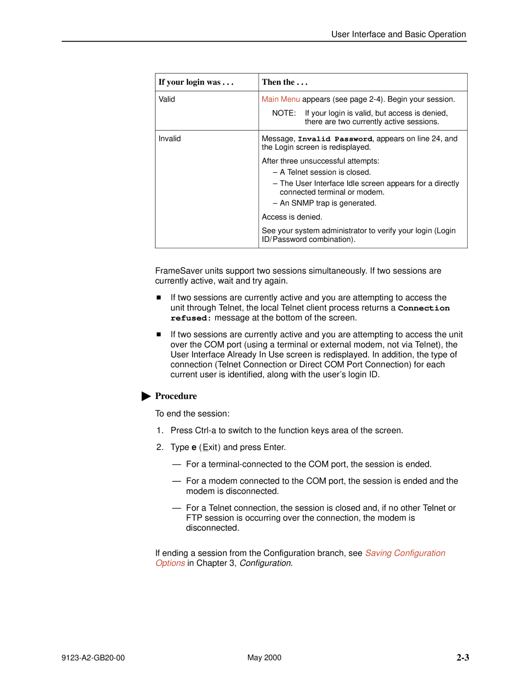 Paradyne 9123 manual If your login was Then 