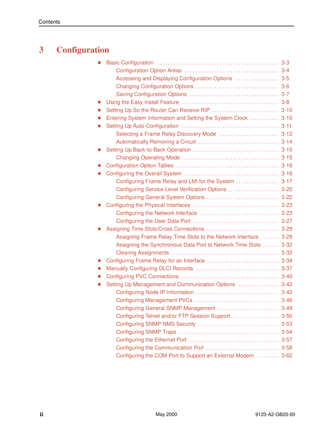 Paradyne 9123 manual Configuration 