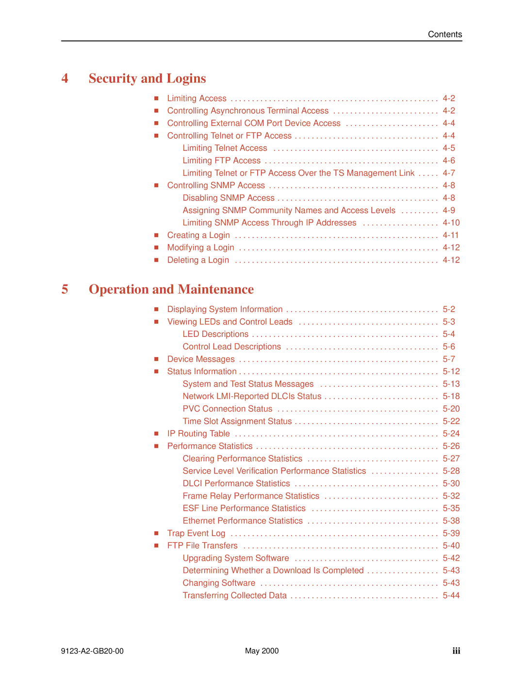 Paradyne 9123 manual Security and Logins 