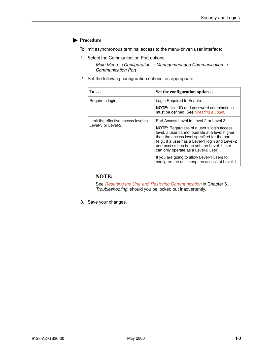 Paradyne 9123 manual Set the configuration option 