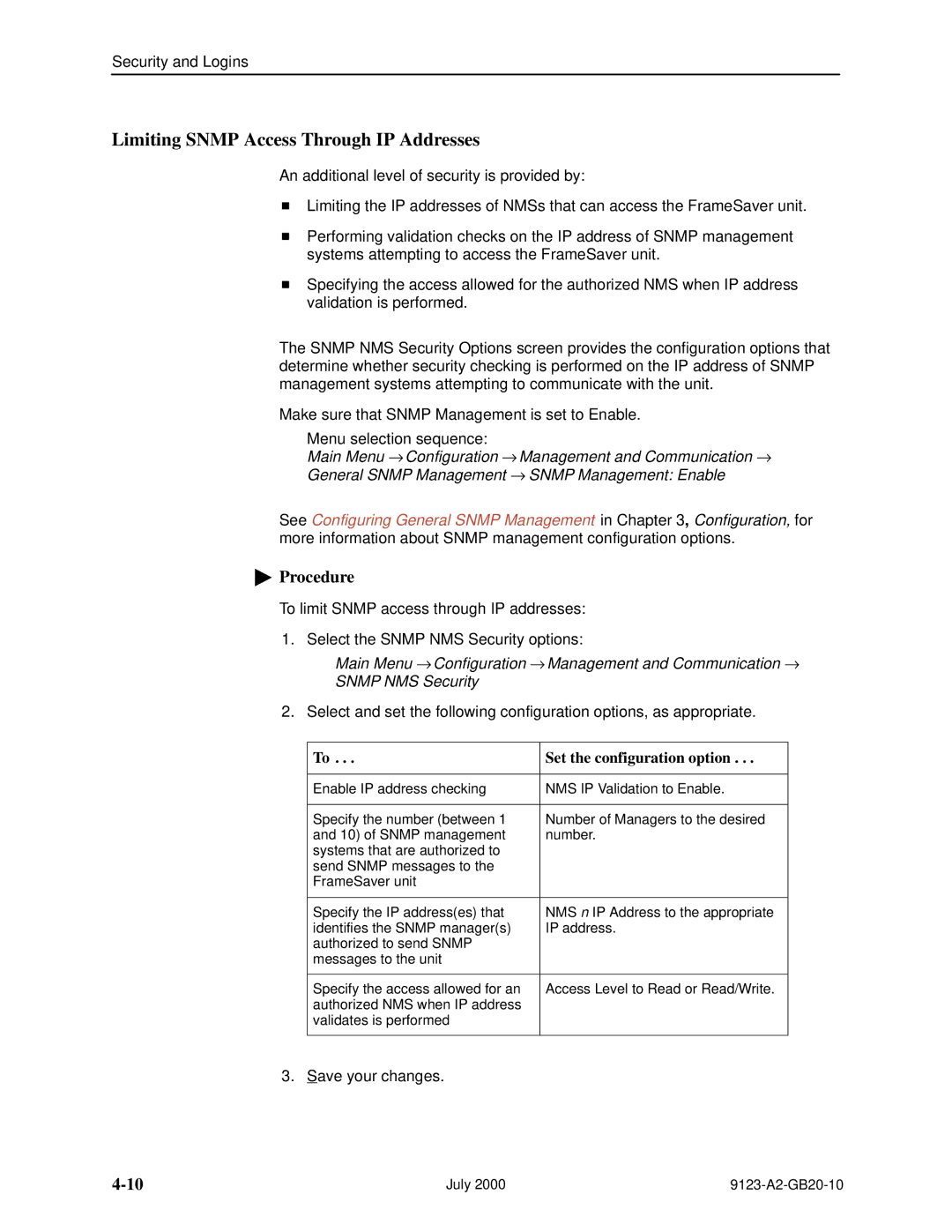 Paradyne 9123 manual Limiting Snmp Access Through IP Addresses 