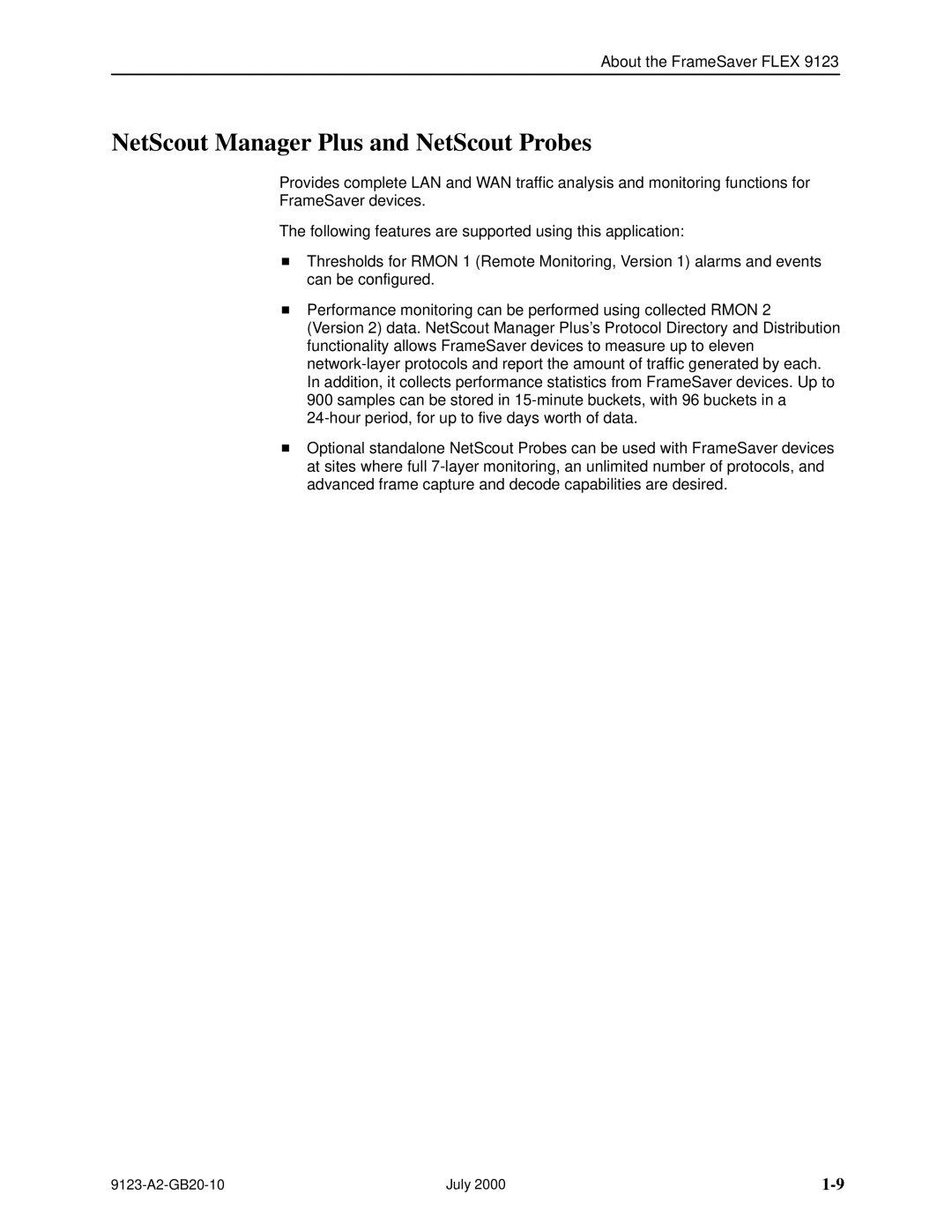 Paradyne 9123 manual NetScout Manager Plus and NetScout Probes 