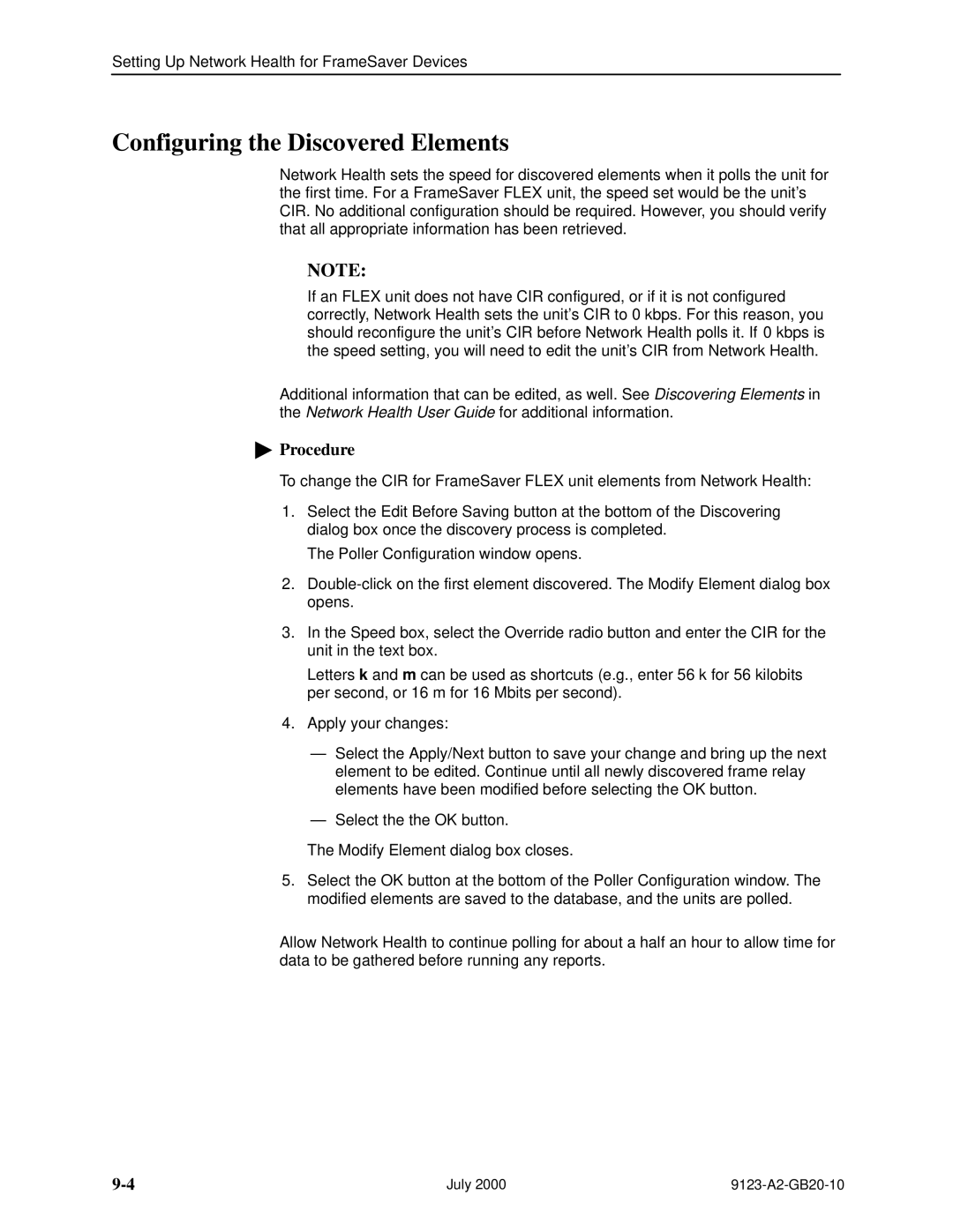 Paradyne 9123 manual Configuring the Discovered Elements 