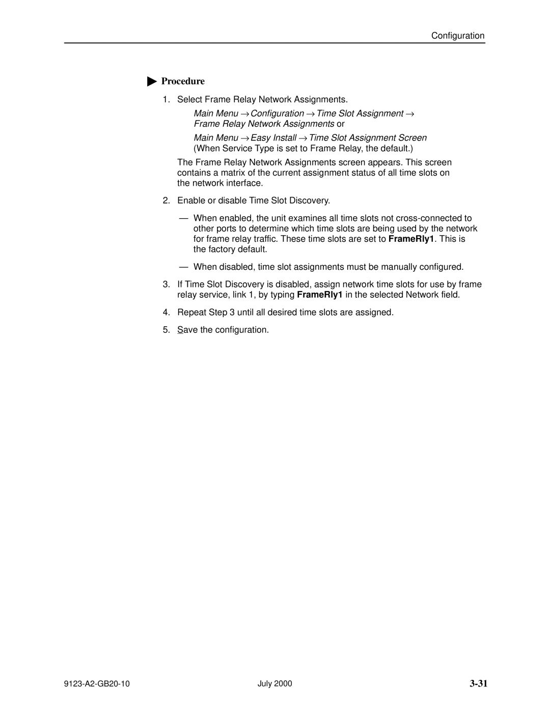 Paradyne 9123 manual Select Frame Relay Network Assignments 