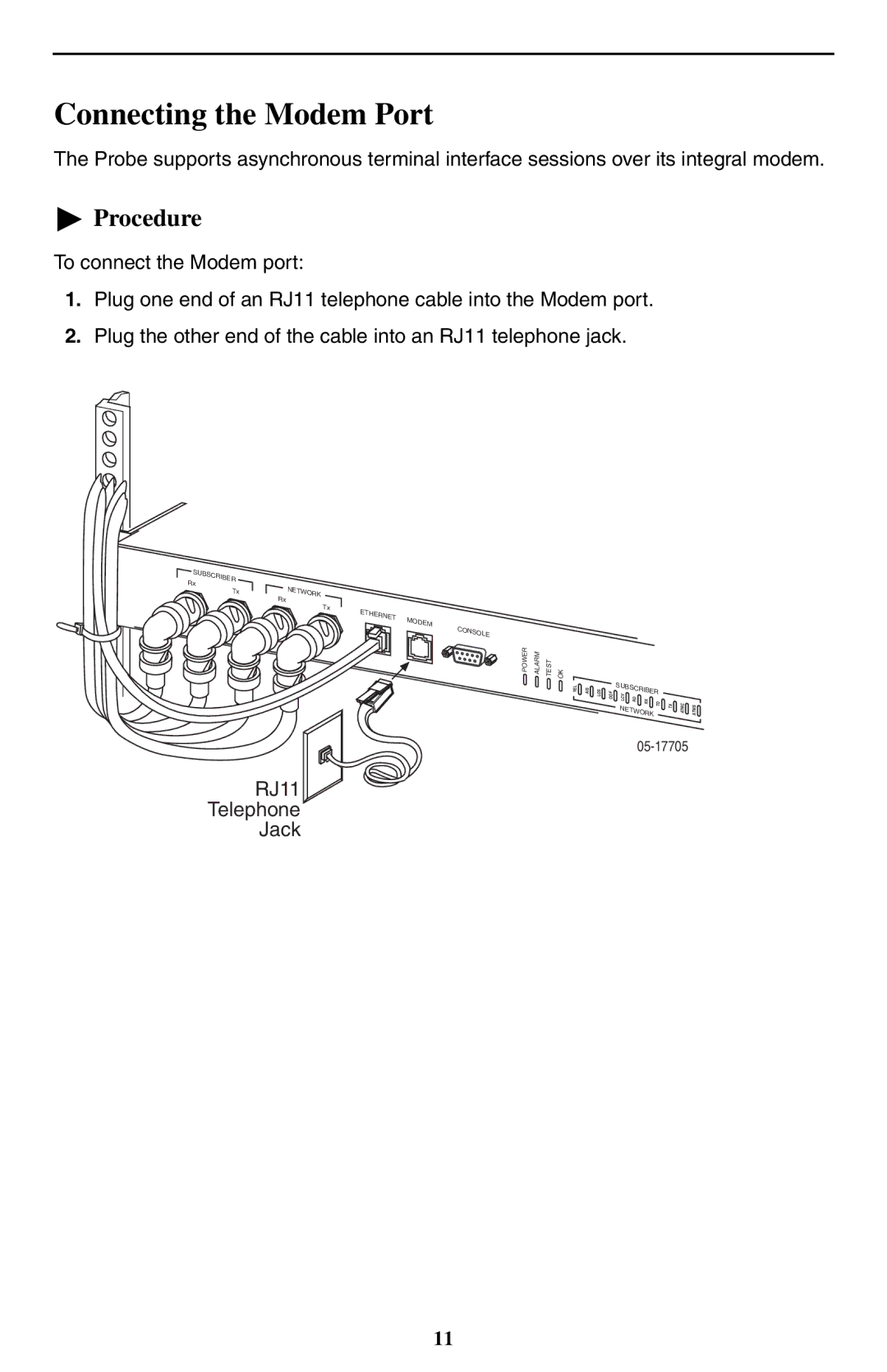 Paradyne 9550 DS3 installation instructions Connecting the Modem Port 